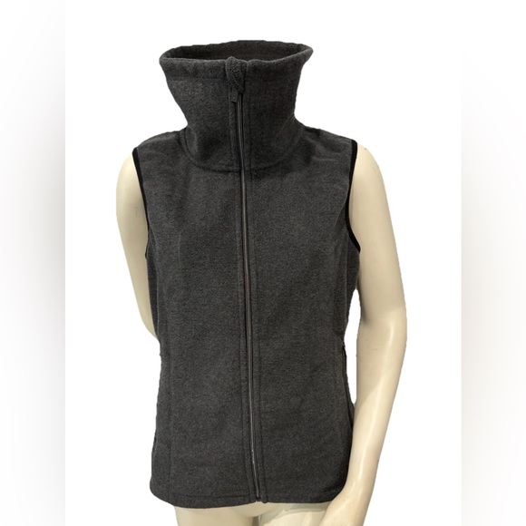 Calvin Klein Performance Women’s Fleece Vest Gray Large Zip Front High Collar - Picture 3 of 10